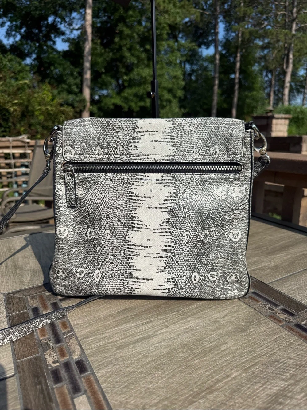 EUC Henri Bendel Faux Snakeskin Convertible Crossbody Bag